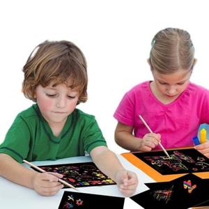 Grosir penggaris ajaib warna-warni Set lukisan goresan Puzzle menggambar mainan permainan otak - Product Image 4