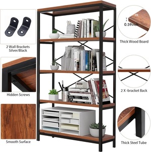 Fábrica al por mayor <span class=keywords><strong>de</strong></span> 5 niveles <span class=keywords><strong>de</strong></span> diseño moderno marco <span class=keywords><strong>de</strong></span> metal marrón estanterías 58 \ "H <span class=keywords><strong>escalera</strong></span> estanterías hogar Oficina muebles sala <span class=keywords><strong>de</strong></span> estar - Product Image 6