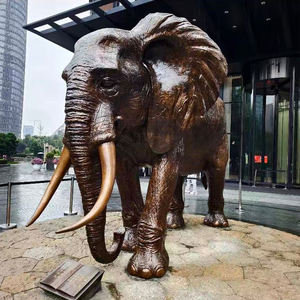 庭の大きな屋外装飾金属キャスト銅象像、等身大のブロンズ象の彫刻 - Product Image 2