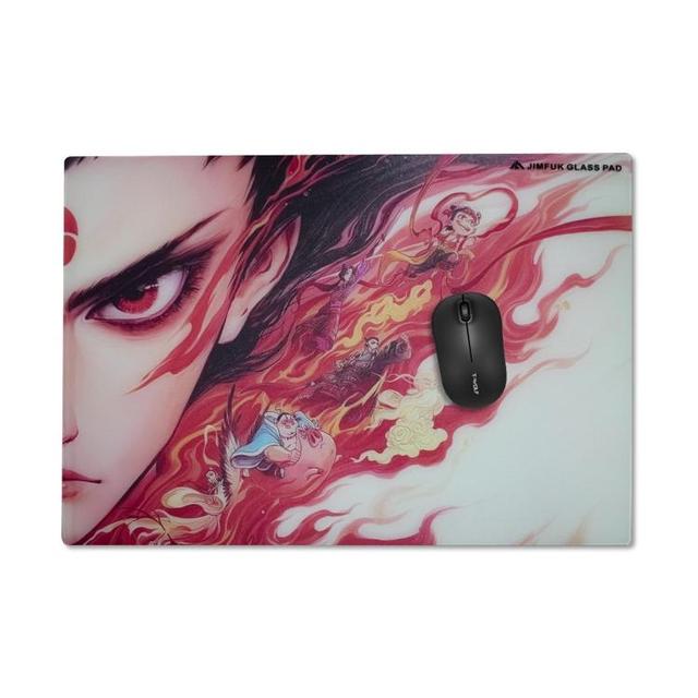 Edgeless Glass Mousepad Control Surface Coating Silicone Base Glass Mouse Pad for CS2 Gamer