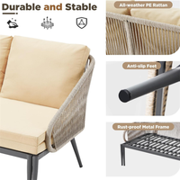 Canapé-lit convertible 2-en-1 en corde PE tressée pour extérieur, idéal pour jardin, balcon et patio – Vente en gros