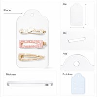 Présentoir personnalisé en acrylique pour pinces à cheveux, carte d'emballage transparente pour accessoires, carte à bijoux avec fente et impression de logo