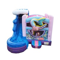 Château gonflable commercial rose sirène au design innovant avec toboggan pour enfants