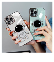 Étui de protection premium électroplaqué 3D populaire avec support pliable astronaute pour iPhone 18 17 16 15 14 13 12 Pro Max