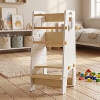 Torre de aprendizaje Montessori de madera ajustable con asiento extraíble para niños pequeños