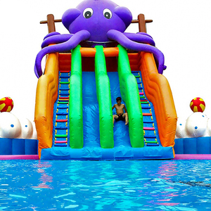 Trượt nước Inflatable phim hoạt hình bạch tuộc hồ bơi đôi trượt ngoài trời trượt bơm hơi với hồ bơi lớn - Product Image 1