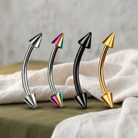 Piercings corporels incurvés en acier inoxydable 316 de haute qualité, barbell segmenté doré pour l'oreille, anneau pour sourcil, clou de nez, clou de lèvre, style punk