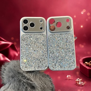 เคสโทรศัพท์มือถือแบบมีกลิตเตอร์ วัสดุ PC สำหรับผู้หญิง ป้องกันการกระแทก พร้อมสายคล้อง สำหรับ iPhone - Product Image 4