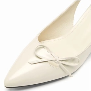 Fashion Causal Outdoor Pointed <b>Toe</b> Heeled Sandals Slingback with Buckle <b>Closed</b> <b>Toe</b> PU Upper with Bow Kitten <b>Heel</b> for Women - Product Image 5