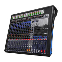 Konsol Mixer Audio Profesional JS16 16 Saluran, Pengontrol DJ, MP3 Bluetooth, Prosesor Efek Ganda 99, EQ 4-Band, Metal Stage