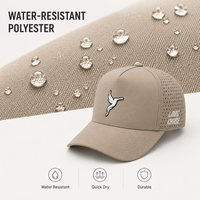 Casquette de baseball personnalisée à 5 panneaux en polyester imperméable avec logo brodé, perforations laser, respirante, pour le sport