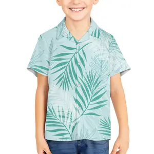 Stile tropicale foglia di palma camicia Hawaii per i ragazzi ragazze camicetta Casual manica corta t-Shirt personalizzato per adolescenti bambino hawaiana Aloha camicie