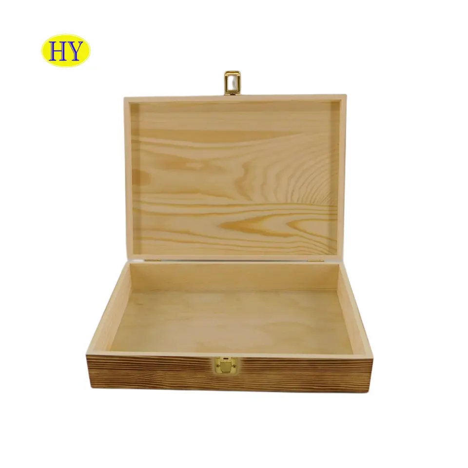 कुंडी के साथ और टिका लकड़ी jewely अधूरा लकड़ी के बक्से पैकेजिंग बॉक्स
