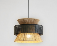 WDPD35006 Corde de chanvre et rotin japonais de style Wabi-sabi, fabriqué à plusieurs couches, lampe à suspension décorative