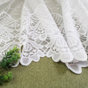 Tissu de rideaux courts en dentelle de mariage en polyester blanc transparent - Product Image 3