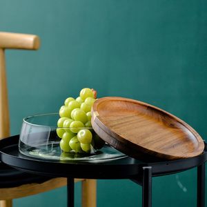 <b>Stackable</b> Solid Wood Lid <b>Storage</b> Glass Bowl Stylish Glass Fruit <b>Container</b> with Wooden Lid for Nut Snack <b>Storage</b> - Product Image 2