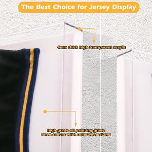 Bespoke acrylic bóng đá/khúc côn cầu/bóng chày thể thao đồng phục bóng hộp với Linen Panels rõ ràng <span class=keywords><strong>Jersey</strong></span> khung hiển thị trường hợp và giá đỡ - Product Image 5
