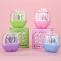 Ensemble de coupe-ongles classique Apple, 8 pièces, durable, portable, en plastique et acier inoxydable, boîte de rangement pour outils de manucure, coffret cadeau beauté