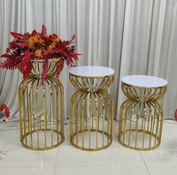 LISSE nouveau Design brillant or rond en acier inoxydable gâteau piédestal cylindre Dessert Table gâteau socle support pour la décoration d'événement