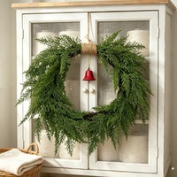 Guirlande de Noël en plastique, aiguilles de pin artificielles, clochettes rouges, ornements suspendus, décorations murales pour les fêtes, modèle SD-2