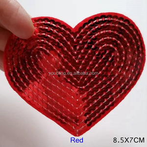8 Patter lentejuelas corazón rojo hierro en parche pegatinas DIY tela varios colores corazón lentejuelas apliques bordado artesanía insignia parche - Product Image 4