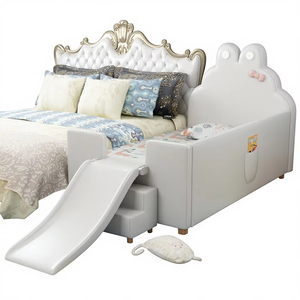 Cama Infantil Moderna JINS <span class=keywords><strong>para</strong></span> Niñas, Ecológica, con Diseño de Patchwork, Tobogán, Nubes y Conejos, con Barandas Anchas <span class=keywords><strong>para</strong></span> Mayor Seguridad - Product Image 5