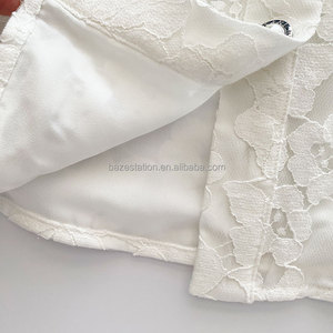 Luxusmarke Damen Weiß Süß Elegant Plissee Spitze Button-Down Shirt Französisch Spitze Stand Kragen für den Sommer - Product Image 4