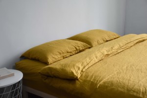 卸売ヴィンテージウォッシュ100% ピュアオーガニックフレンチ亜麻リネンベッドシーツキルト羽毛布団カバー寝具セット枕カバー付き - Product Image 4