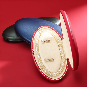 Velvet High-end Pearl Jewelry <b>Gift</b> <b>Box</b> Elegant Oval <b>Earrings</b> Necklace Set Holiday <b>Gift</b> <b>Box</b> Packaging <b>Box</b> Spot Wholesale - Product Image 5