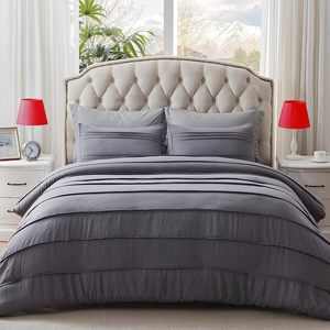 Set <span class=keywords><strong>Trapunta</strong></span> Moderno di Lusso 3 Pezzi per Tutte le Stagioni, Non Monouso, con 2 Federe, <span class=keywords><strong>Grigio</strong></span>, Sostituto <span class=keywords><strong>Trapunta</strong></span> <span class=keywords><strong>Matrimoniale</strong></span>, Tinta Unita, per Letto Queen Size - Product Image 3