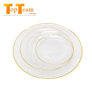 7/9/10/13Inch Plastic Gold Plates Wedding Party Hammer Design Crystal Plastic Round Colorful Plastic Fruit Plate