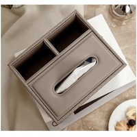 Boîte à mouchoirs multifonctionnelle en cuir PU pour bureau, organisateur de bureau, design luxueux, support de rangement pour hôtel, salle de bain, bureau