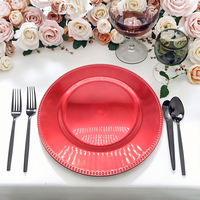 Assiette de Présentation Moderne Personnalisée en Plastique PP Faite à la Main, 13 Pouces, Motif Végétal, Style Classique, pour Mariages, Festivals et Fêtes