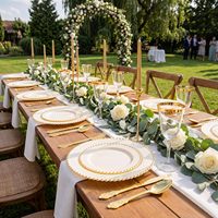 Ensemble de 180 couverts jetables en plastique doré, robustes, style vintage, gaufrés, pour 60 invités, pour mariage ou fête