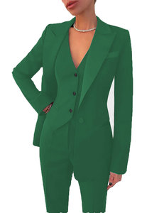 <span class=keywords><strong>Traje</strong></span> de 3 piezas para <span class=keywords><strong>mujer</strong></span> Slim Fit Color sólido <span class=keywords><strong>Chaqueta</strong></span> de negocios Chaleco Pantalones Formal Oficina Señora Trajes de esmoquin - Product Image 2