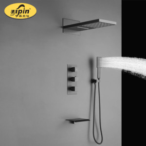 Offre Spéciale noir mat de luxe <span class=keywords><strong>douche</strong></span> de pluie thermostatique <span class=keywords><strong>douche</strong></span> mural vertical <span class=keywords><strong>douche</strong></span> cascade - Product Image 5