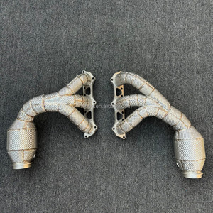 Sortie d'usine 304 tuyau de descente d'échappement en acier inoxydable avec bouclier thermique pour Porsche 911 <span class=keywords><strong>991</strong></span>.1 997 <span class=keywords><strong>GT3</strong></span> <span class=keywords><strong>rs</strong></span> 3.8L collecteurs d'échappement - Product Image 1