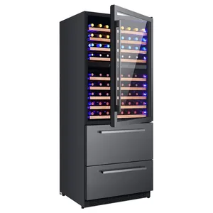SICAO stok 155 şişe paslanmaz çelik şarap soğutucu şarap depolama dolabı bar cam kapılar İçecek ev mutfak için otel kullanımı