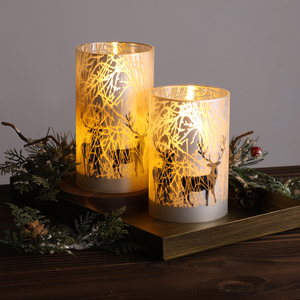 Decorazione Natalizia a Forma di Cervo con Fiamma 3D Realistica di Matti, Funzionante a Batteria, con Telecomando, Candela LED in Vetro Rosso con Cera di Paraffina - Product Image 6