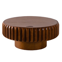 Table basse décorative OVS 37,4 pouces en bois massif MDF, style Mid-Century, avec plateau ondulé côtelé, durable, pour salon et appartement
