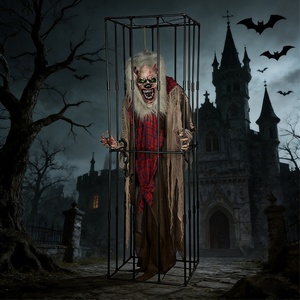 Z345 Grand Monstre d'Halloween Loup-garou Fantôme Lumineux avec Articulations Réglables, Effets Sonores et Capteur Électrique pour Aires <span class=keywords><strong>de</strong></span> Jeux et Ambiance Sombre - Product Image 4