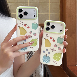 Coque de protection antichoc INS créative transparente avec motif de fruits et de mots pour <span class=keywords><strong>iPhone</strong></span> 18 Pro Max 17 Pro 16 15, finition mate beige - Product Image 1