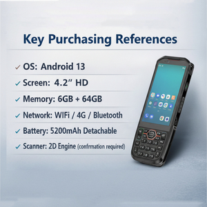 Escáner PDA Android 13, Colector de Datos Profesional con Batería Extraíble de 5200 mAh, NFC, 6 GB + 64 GB, Pantalla de 4.2 Pulgadas, en Existencia - Product Image 4