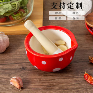 Bol à moudre en céramique de Chaozhou, rouge, petit, en forme de gourde, sans BPA, pour aliments pour bébés, mortier avec pilon, 0-12 mois - Product Image 5