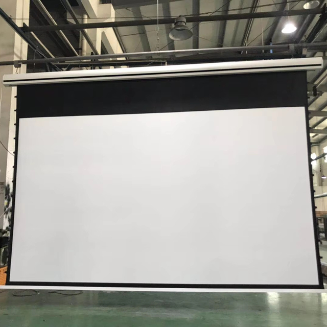 Telon New Type 100 Inch 16:9 Electronic Motorized Tab Tension Projector Screen 4K PVC Front Material for Home Cinema