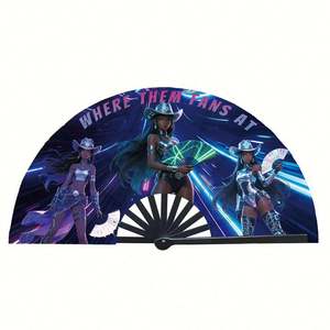 Abanico de Mano Plegable de Bambú con Protección UV, Personalizado, Grande, 27/33 cm, para Decoración del Hogar, Abanicos Tradicionales para Festivales y Días Festivos - Product Image 4