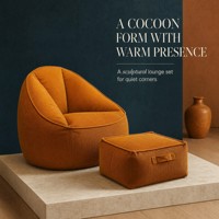 Fauteuil pouf convertible moderne en cuir minimaliste avec repose-pieds pour salon