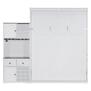 [Stock US] <span class=keywords><strong>Lit</strong></span> Murphy Queen Size <span class=keywords><strong>avec</strong></span> armoire de rangement, casier à vin, porte-verres, tiroirs et bande LED multicolore – Expédition domestique aux États-Unis, MOQ 1 - Product Image 4