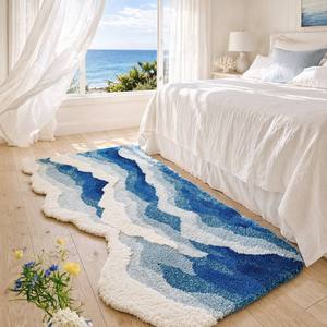 <span class=keywords><strong>Tapis</strong></span> de chambre à coucher esthétique à tufting, motif océan, doux et moelleux, avec vagues panoramiques, <span class=keywords><strong>tapis</strong></span> de chevet, <span class=keywords><strong>tapis</strong></span> de sol, paillasson, décoration intérieure - Product Image 2