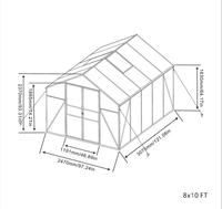 Serre de jardin moderne en polycarbonate 8x10 pieds avec double porte, kit de bricolage facile à assembler